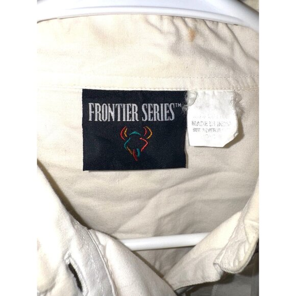 Vintage Frontier Series White Embroidered Western Button-Up Shirt With Floral De - Picture 2 of 5